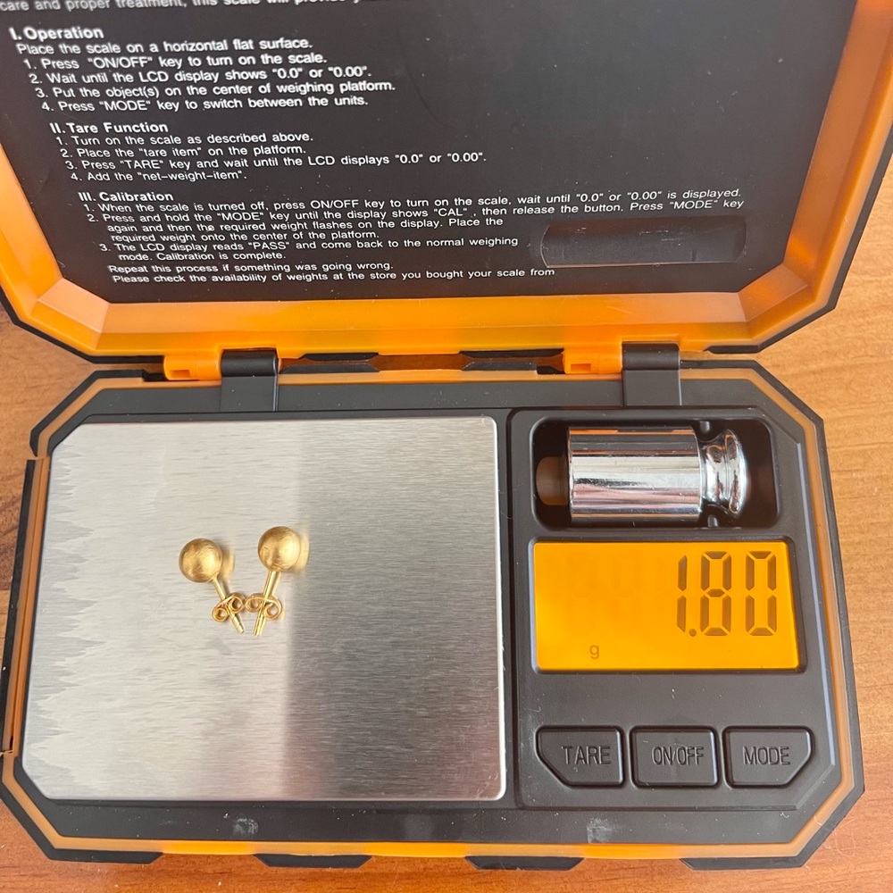 21k Real Solid Gold Stud Earrings (Not Plated Nor… - image 6